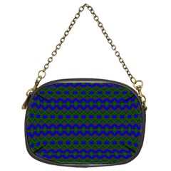 Split Diamond Blue Green Woven Fabric Chain Purses (two Sides)  by Mariart