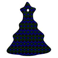 Split Diamond Blue Green Woven Fabric Ornament (christmas Tree)  by Mariart