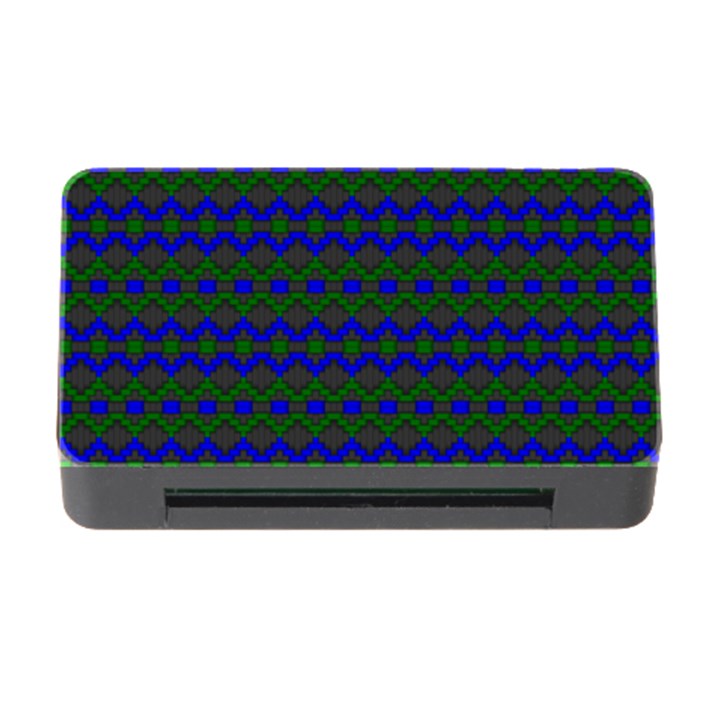 Split Diamond Blue Green Woven Fabric Memory Card Reader with CF