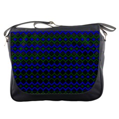 Split Diamond Blue Green Woven Fabric Messenger Bags by Mariart