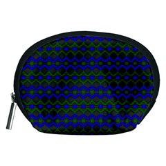 Split Diamond Blue Green Woven Fabric Accessory Pouches (medium) 