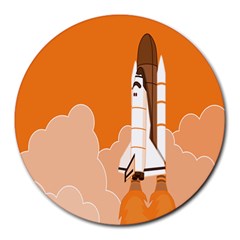 Rocket Space Ship Orange Round Mousepads by Mariart