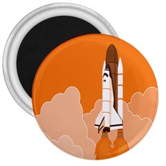 Rocket Space Ship Orange 3  Magnets by Mariart