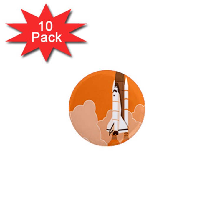 Rocket Space Ship Orange 1  Mini Magnet (10 pack) 