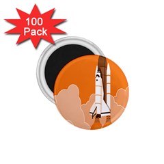 Rocket Space Ship Orange 1 75  Magnets (100 Pack)  by Mariart