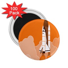 Rocket Space Ship Orange 2 25  Magnets (100 Pack)  by Mariart