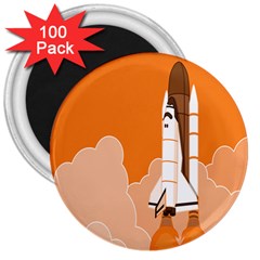 Rocket Space Ship Orange 3  Magnets (100 Pack)