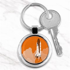 Rocket Space Ship Orange Key Chains (round)  by Mariart