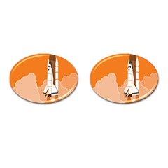 Rocket Space Ship Orange Cufflinks (oval) by Mariart