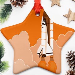 Rocket Space Ship Orange Star Ornament (two Sides) by Mariart