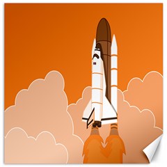 Rocket Space Ship Orange Canvas 12  X 12   by Mariart