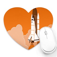 Rocket Space Ship Orange Heart Mousepads by Mariart