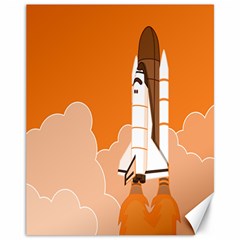 Rocket Space Ship Orange Canvas 11  X 14   by Mariart