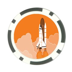 Rocket Space Ship Orange Poker Chip Card Guard by Mariart