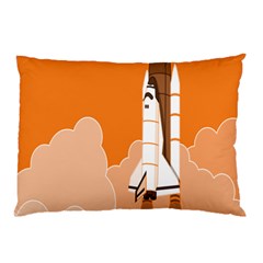 Rocket Space Ship Orange Pillow Case by Mariart