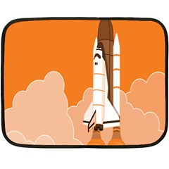 Rocket Space Ship Orange Fleece Blanket (mini) by Mariart