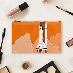 Rocket Space Ship Orange Cosmetic Bag (medium)  by Mariart