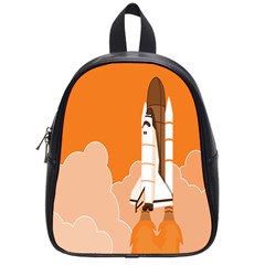 Rocket Space Ship Orange School Bags (small)  by Mariart