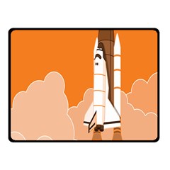 Rocket Space Ship Orange Fleece Blanket (small) by Mariart