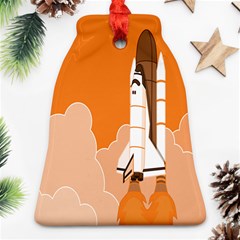 Rocket Space Ship Orange Ornament (bell) by Mariart