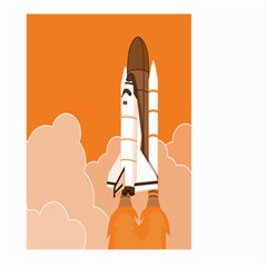 Rocket Space Ship Orange Large Garden Flag (two Sides) by Mariart