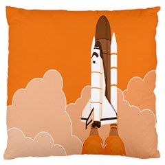 Rocket Space Ship Orange Large Cushion Case (one Side) by Mariart