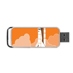 Rocket Space Ship Orange Portable Usb Flash (one Side) by Mariart