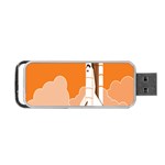 Rocket Space Ship Orange Portable USB Flash (One Side) Front