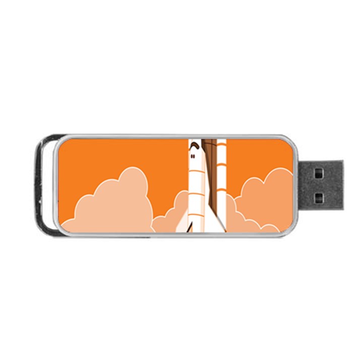 Rocket Space Ship Orange Portable USB Flash (One Side)