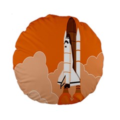 Rocket Space Ship Orange Standard 15  Premium Round Cushions by Mariart