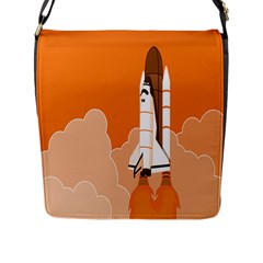 Rocket Space Ship Orange Flap Messenger Bag (l)  by Mariart