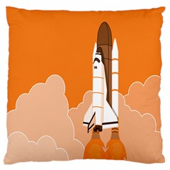 Rocket Space Ship Orange Large Flano Cushion Case (one Side) by Mariart