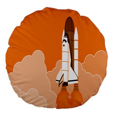 Rocket Space Ship Orange Large 18  Premium Flano Round Cushions by Mariart