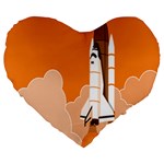 Rocket Space Ship Orange Large 19  Premium Flano Heart Shape Cushions Front