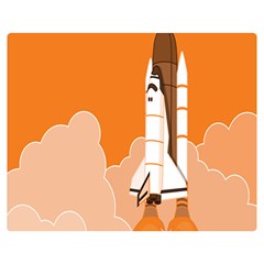 Rocket Space Ship Orange Double Sided Flano Blanket (medium)  by Mariart