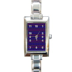 Split Diamond Blue Purple Woven Fabric Rectangle Italian Charm Watch by Mariart