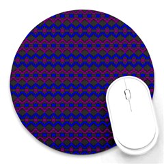 Split Diamond Blue Purple Woven Fabric Round Mousepads