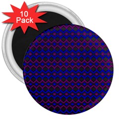 Split Diamond Blue Purple Woven Fabric 3  Magnets (10 Pack) 