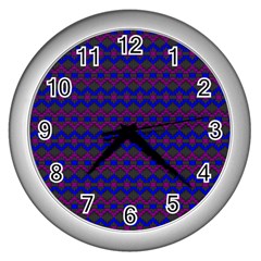 Split Diamond Blue Purple Woven Fabric Wall Clocks (silver)  by Mariart