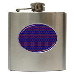 Split Diamond Blue Purple Woven Fabric Hip Flask (6 Oz) by Mariart