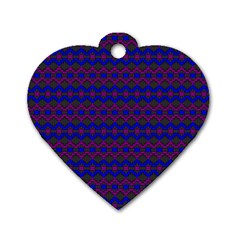 Split Diamond Blue Purple Woven Fabric Dog Tag Heart (two Sides) by Mariart