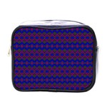 Split Diamond Blue Purple Woven Fabric Mini Toiletries Bags Front