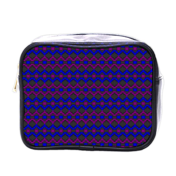 Split Diamond Blue Purple Woven Fabric Mini Toiletries Bags