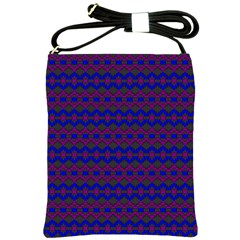 Split Diamond Blue Purple Woven Fabric Shoulder Sling Bags by Mariart