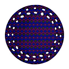 Split Diamond Blue Purple Woven Fabric Ornament (round Filigree) by Mariart