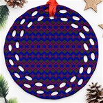 Split Diamond Blue Purple Woven Fabric Round Filigree Ornament (Two Sides) Front