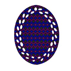 Split Diamond Blue Purple Woven Fabric Ornament (oval Filigree) by Mariart