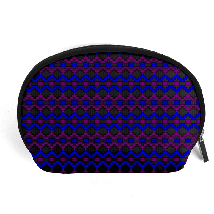 Split Diamond Blue Purple Woven Fabric Accessory Pouches (Large) 