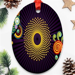 Polka Dot Circle Leaf Flower Floral Yellow Purple Red Star Ornament (oval) by Mariart