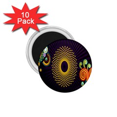 Polka Dot Circle Leaf Flower Floral Yellow Purple Red Star 1.75  Magnets (10 pack) 